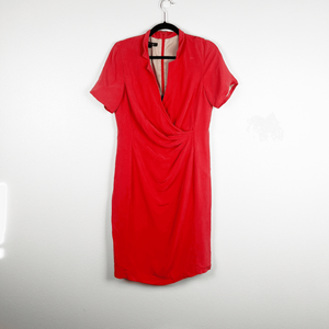 Lafayette 148‎ Silk Knee Length Short Sleeve Dress Orange Sz 12